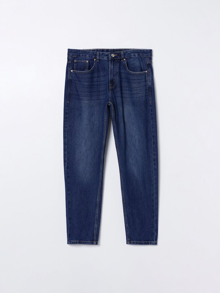 Calça jeans de corte relaxado - Azul marinho escuro