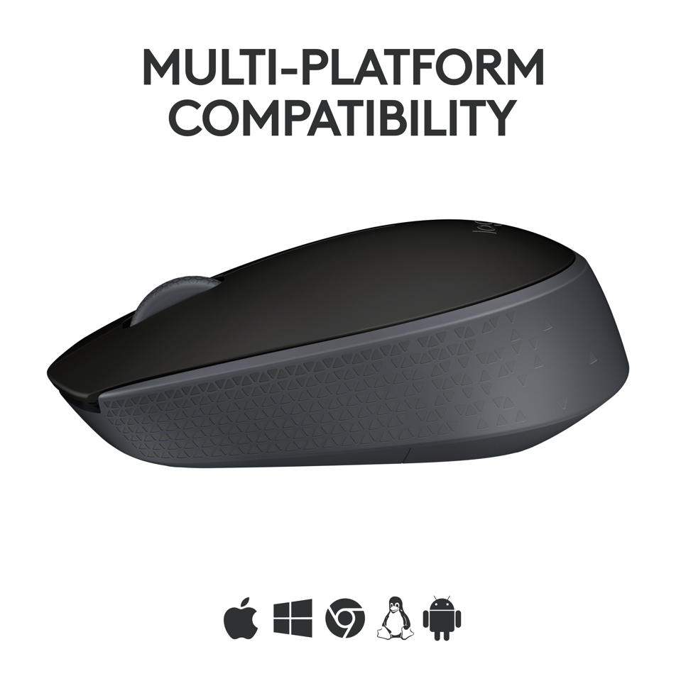 Logitech - M171 RF Wireless Optical 1000DPI Ambidextrous Black