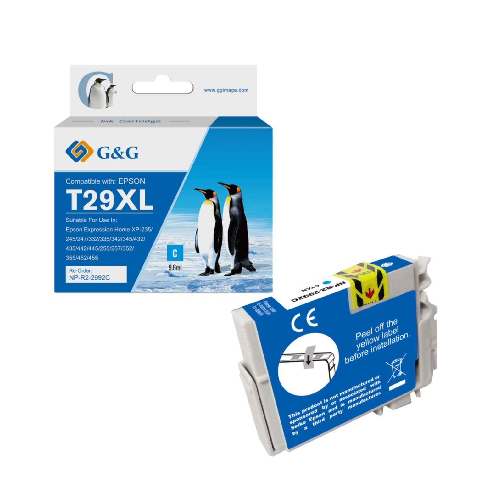 Ersetzt Epson T29XL C Druckerpatrone Printer Tintenpatrone (450 Seiten / 9.6ml) - Blau