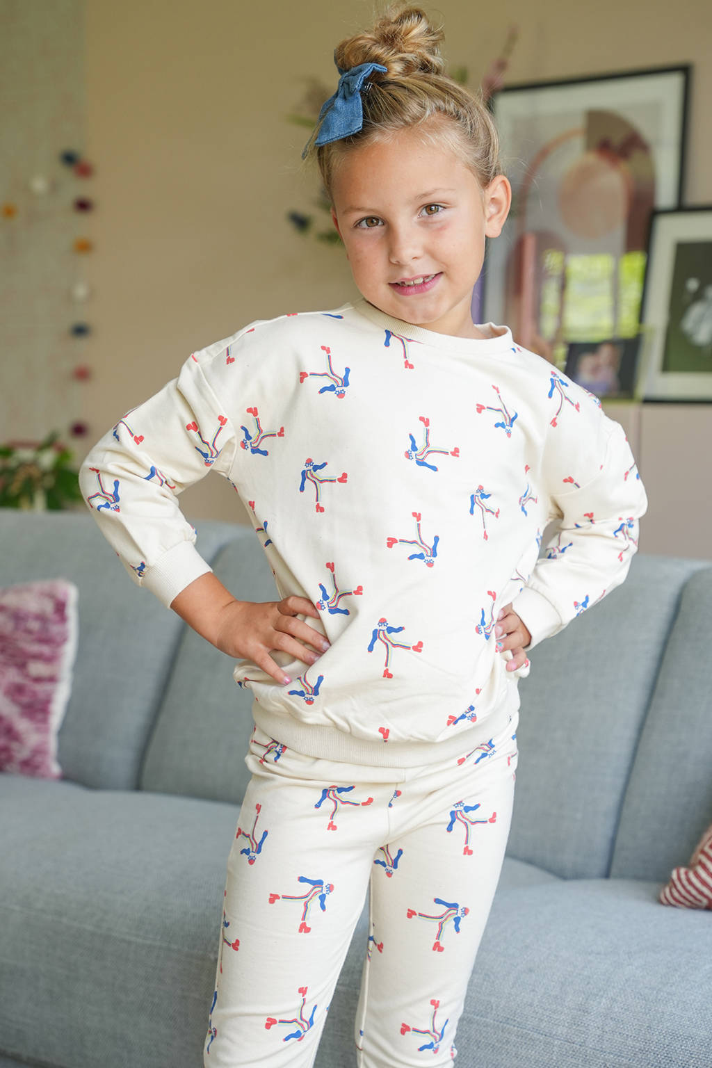 The New Chapter high waist skinny broek met all over print ecru