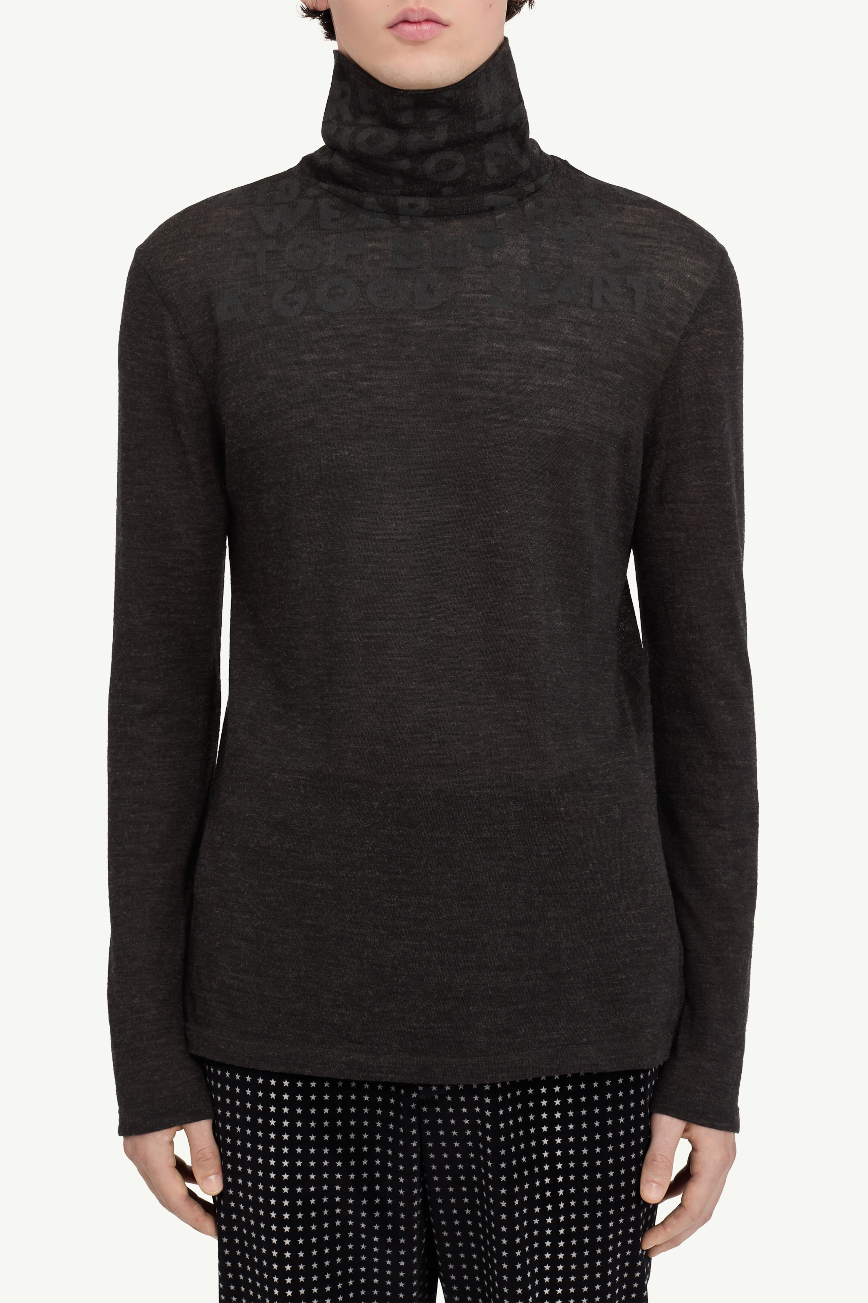Pull col roulé à manches longues en laine pour homme | MM6