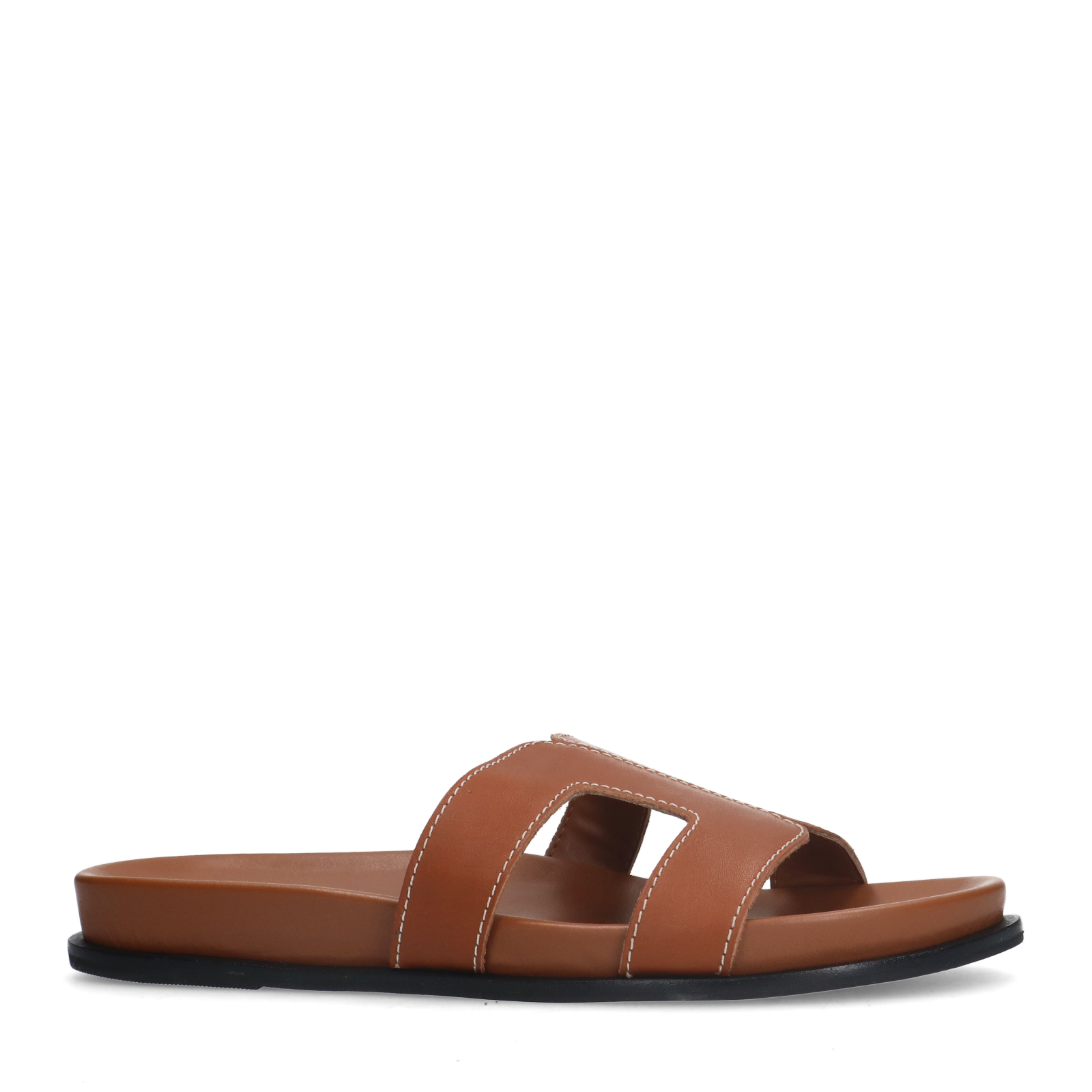 Cognac leren slippers