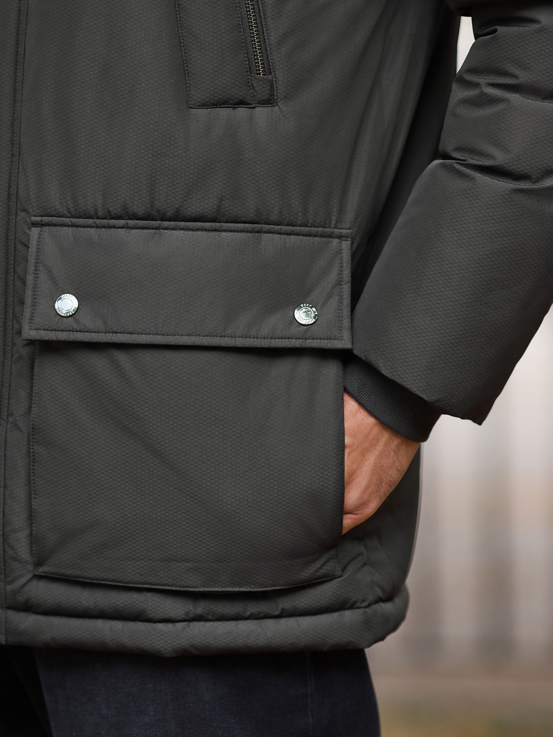 Zwart - Textured Premium Parka Jacket