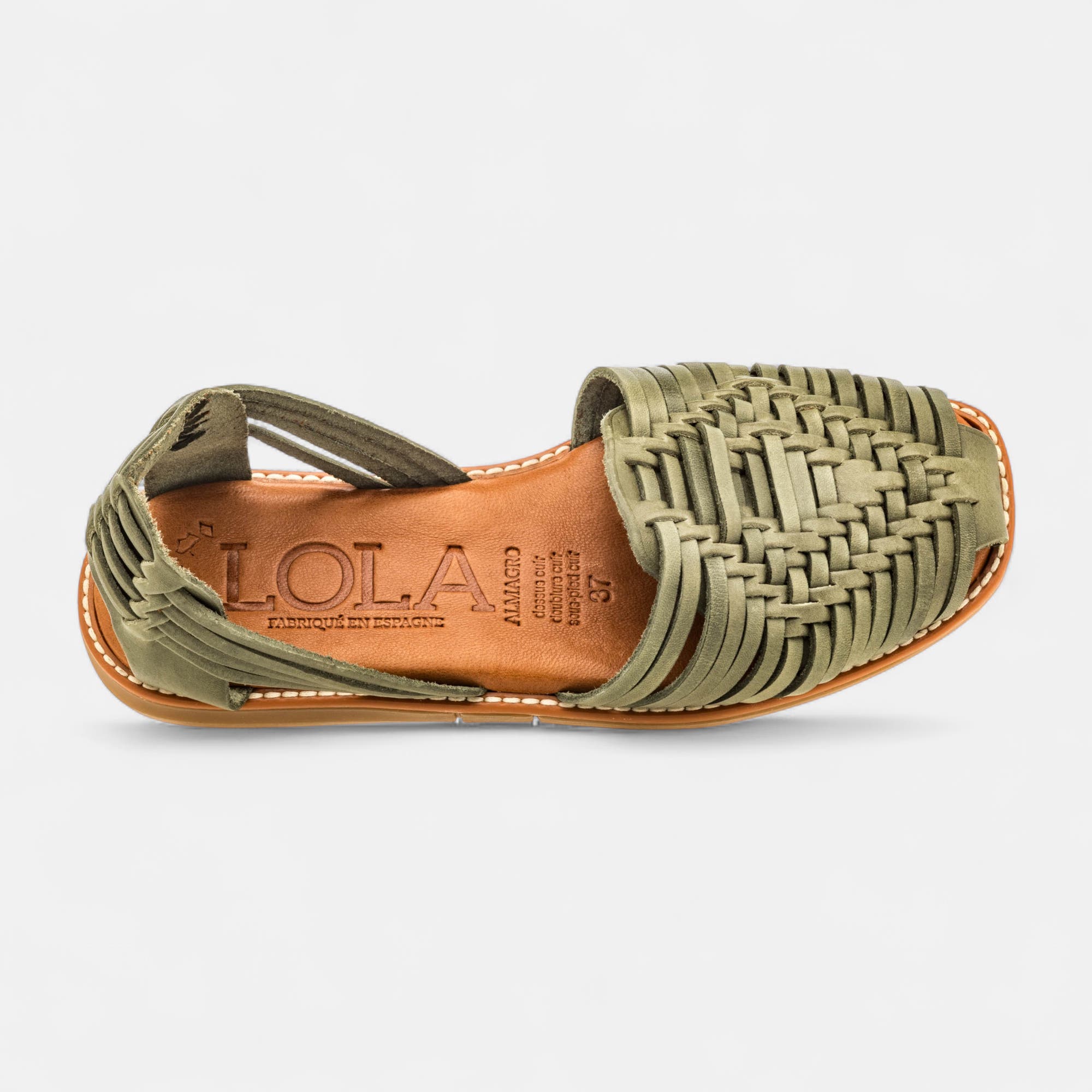 Nu-pieds Femme en cuir vert