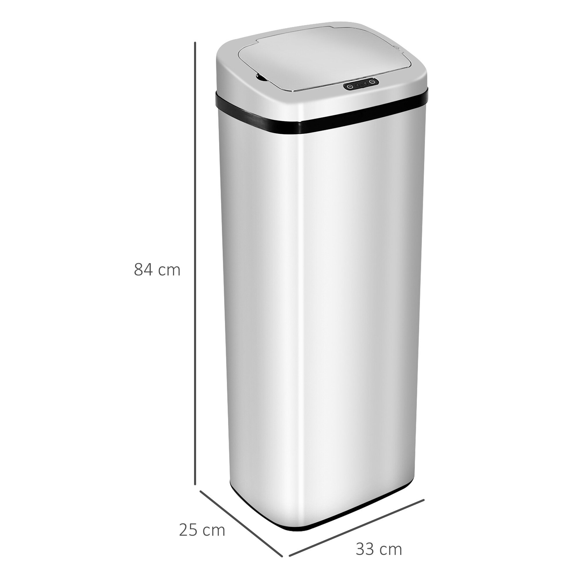 HOMCOM Mülleimer mit Sensor silber 33 x 25 x 84 cm (LxBxH)