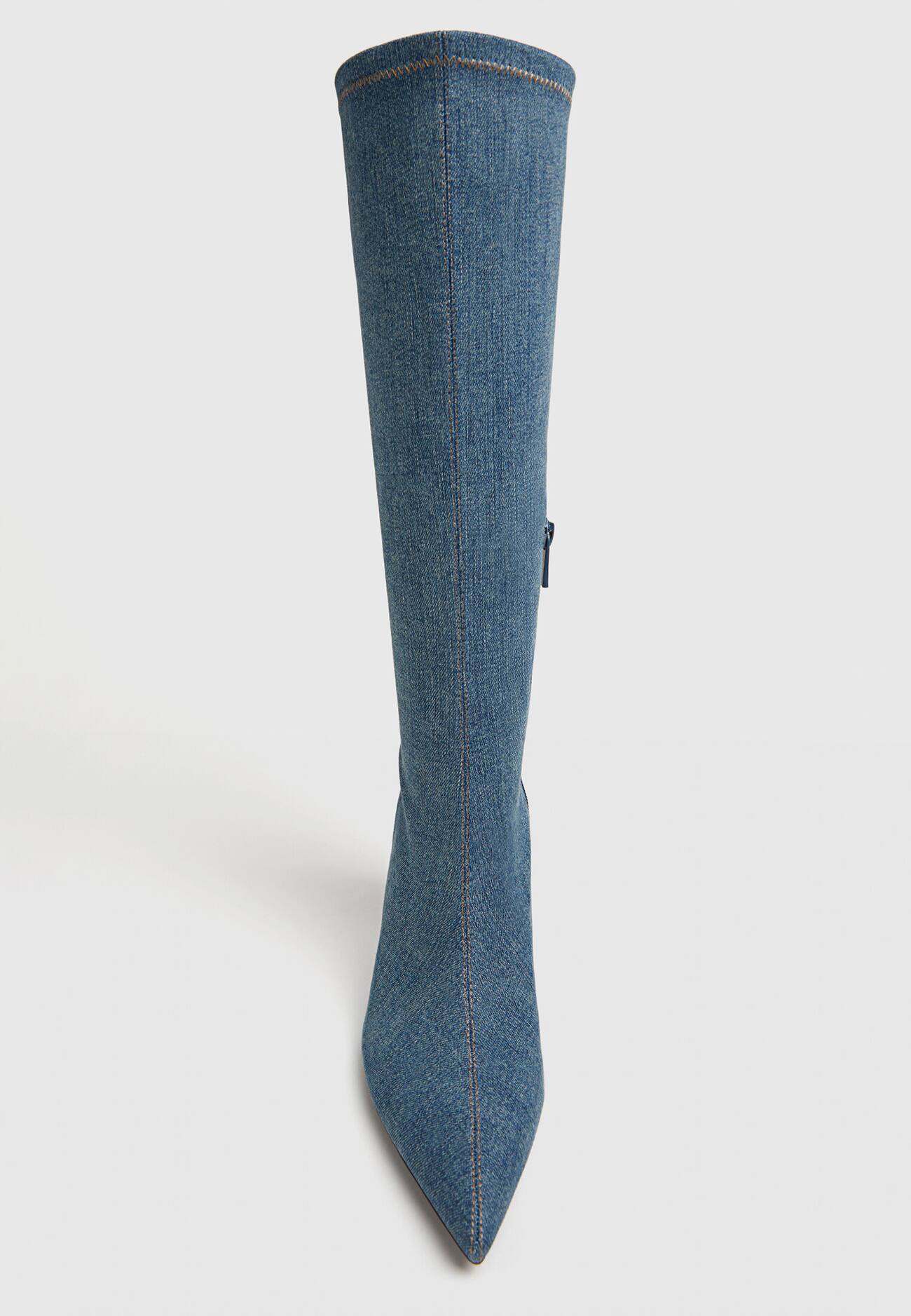 Botas de salto alto tamanho XL em jeans elástico