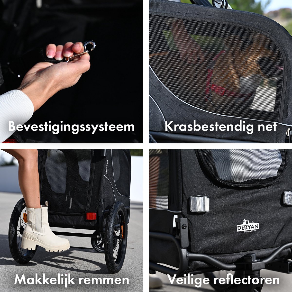 Deryan 2-in-1 opvouwbare hondenfietskar