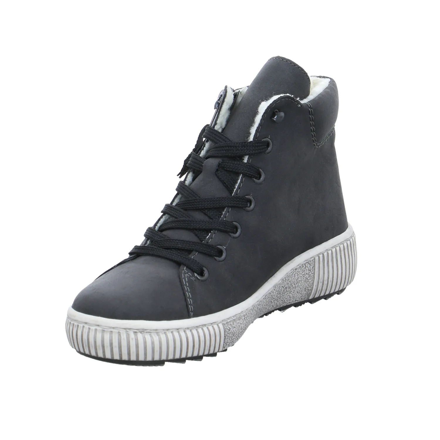 RIEKER Mid Cut Sneaker Grau Lederimitat  mit Wechselfussbett