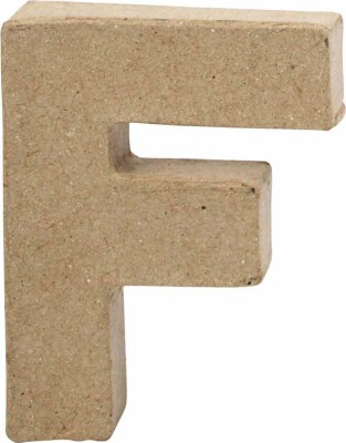 Bogstav Til Pynt - F - Stort Bogstav - Papmaché - 10X7,6 CM