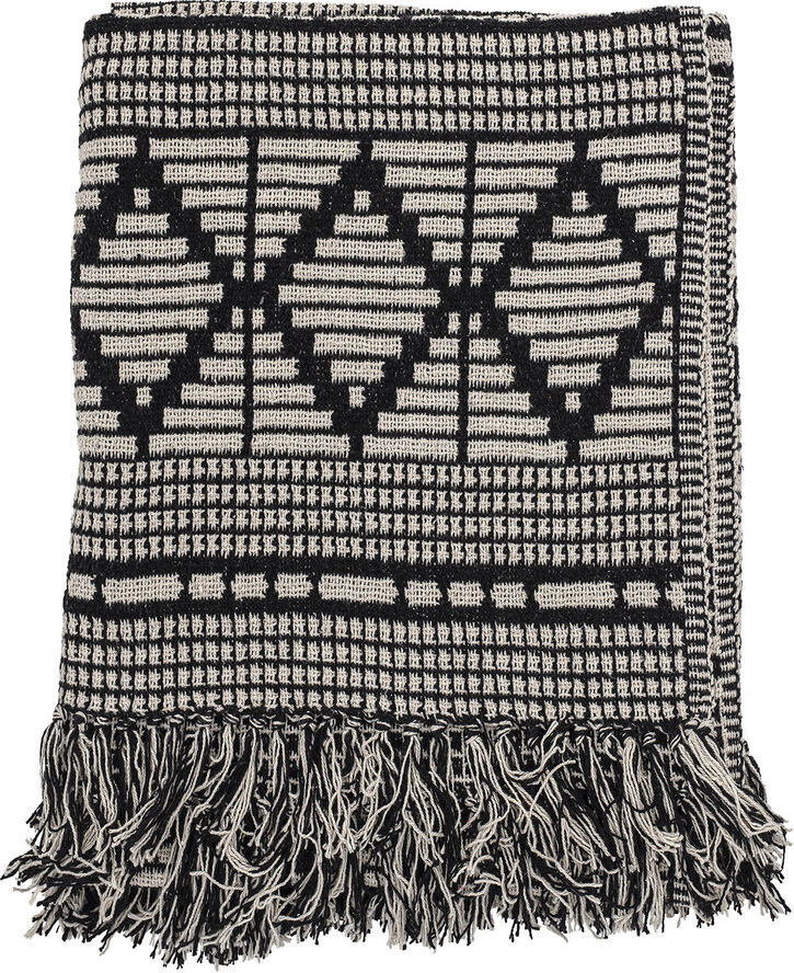 Bloomingville Plaid, Sort, Genanvendt Bomuld Sort