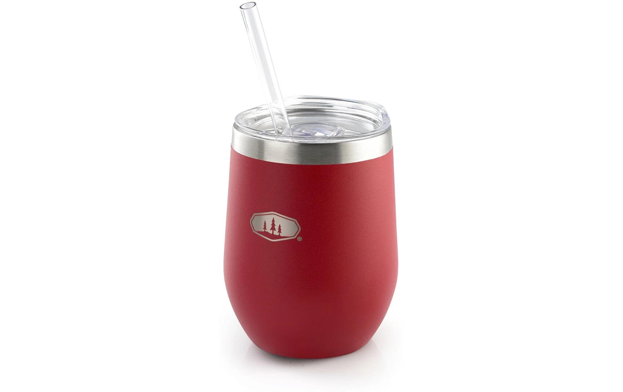 Thermobecher Glacier Stainless Tumbler 355 ml, RotCocktail-Becher mit Strohhalm