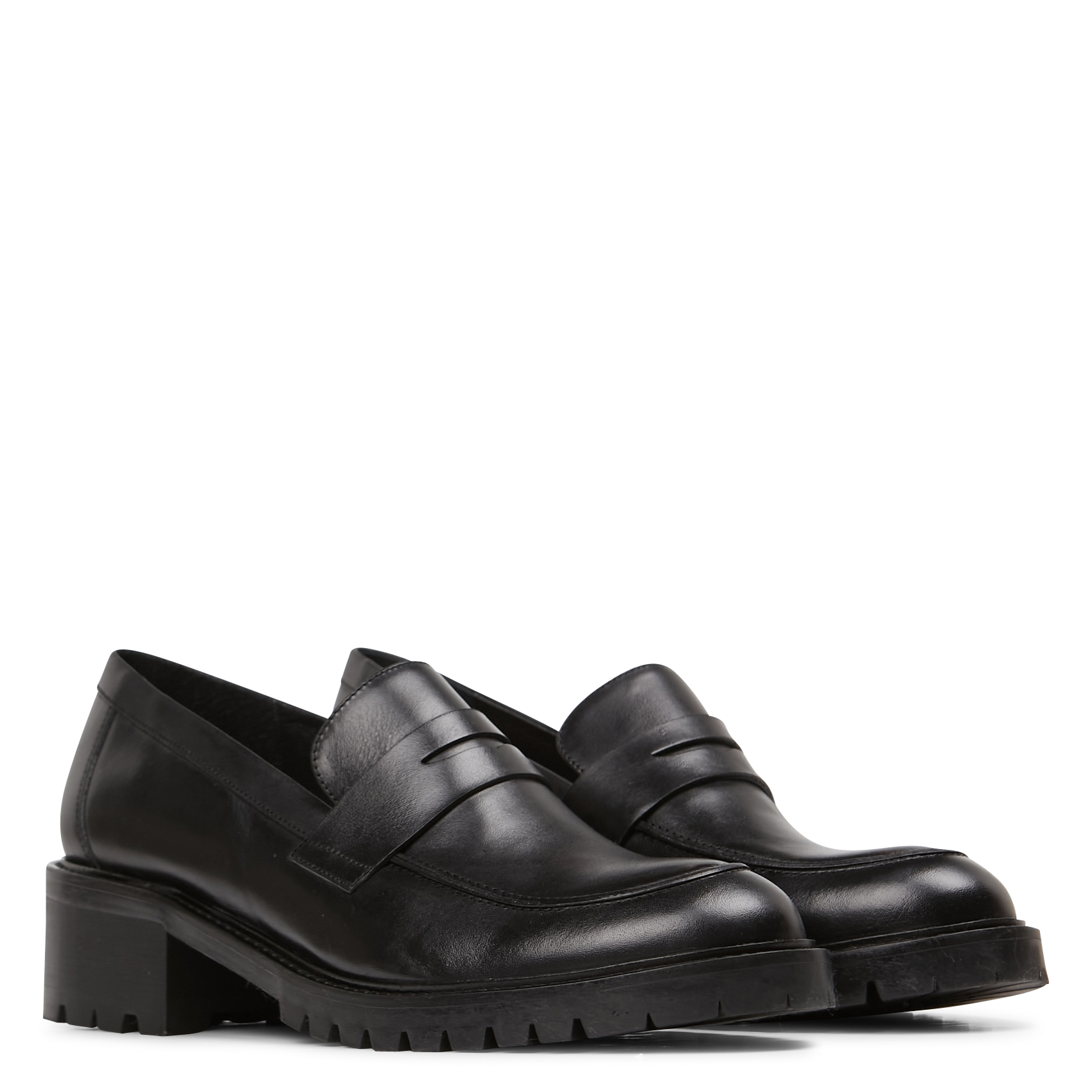 AUBREE - Mocassins à talon en cuir | Noir