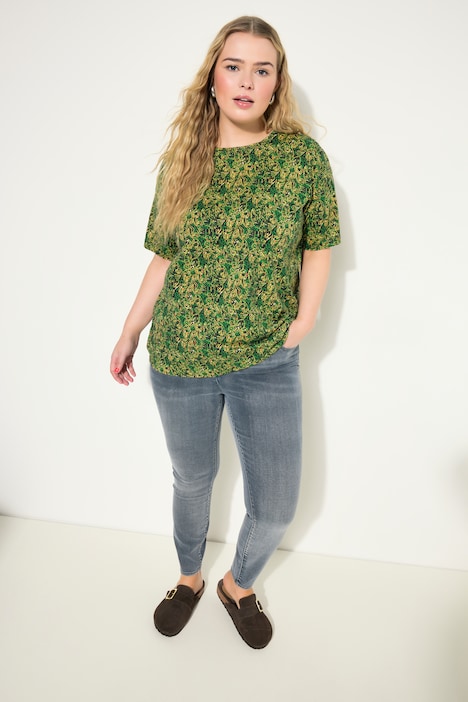 T-Shirt, Rundhals, kleiner Paisley Print