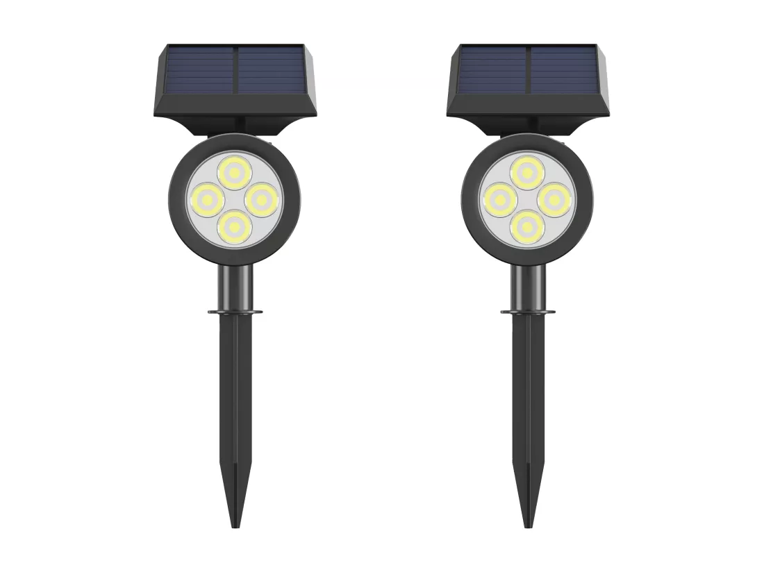 Lot de 2 balises ou appliques solaires orientables - 300 lumens - Noir - SLATINE