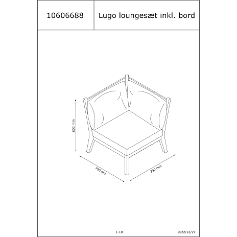 Lugo hjørnesofa inkl. bord - akacietræ