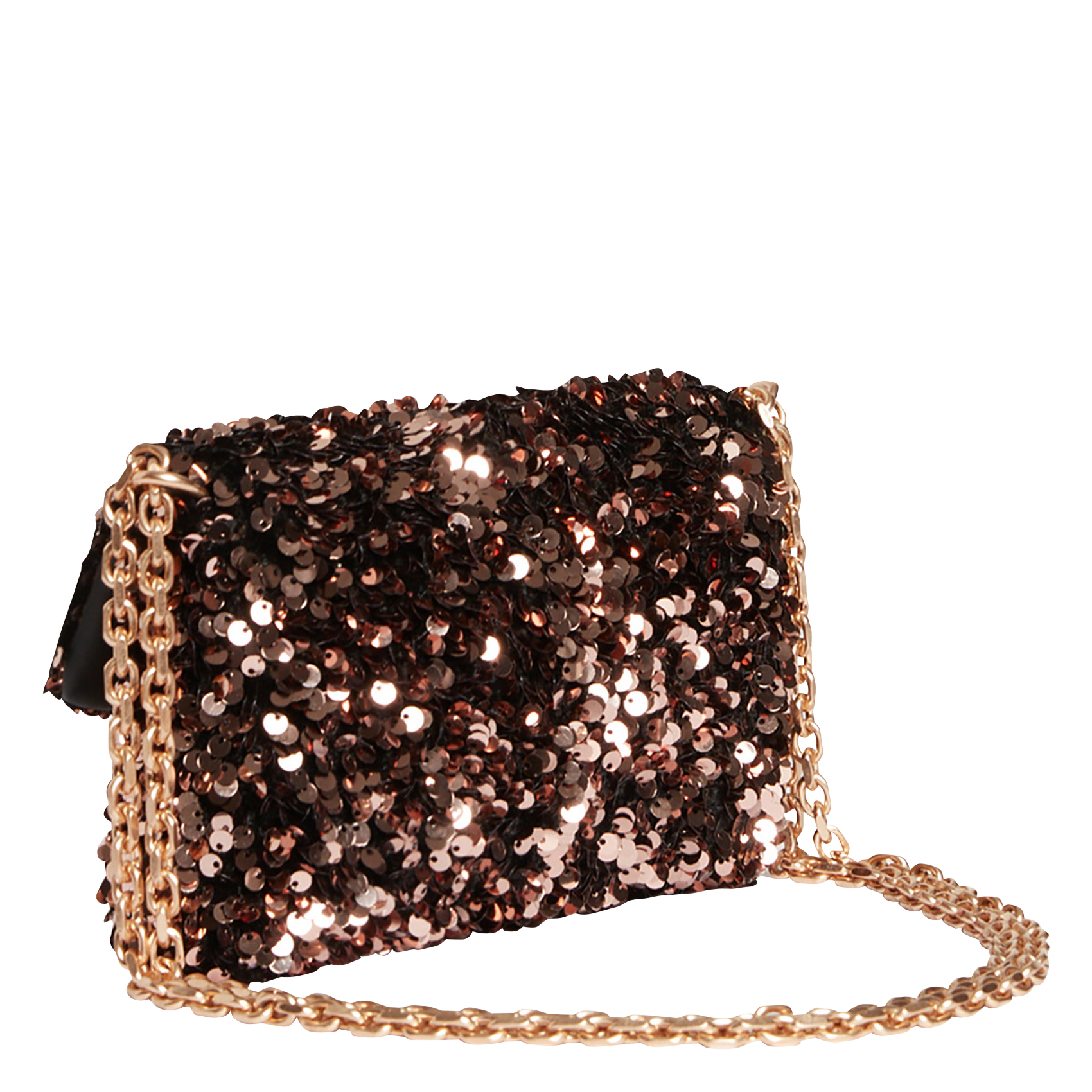 NANO MOON - Petit sac bandoulière à sequins | Marron