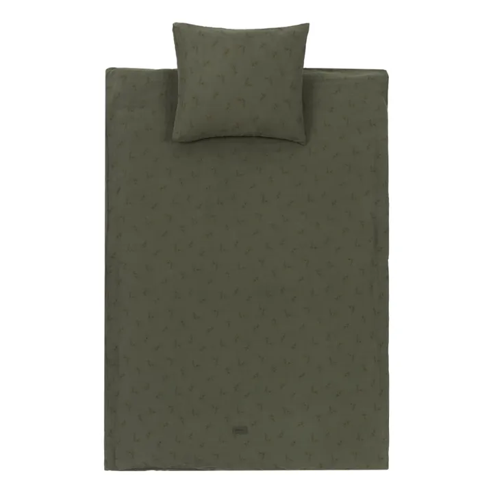 Nobodinoz Parure de lit Wabi-Sabi Flore | Vert kaki