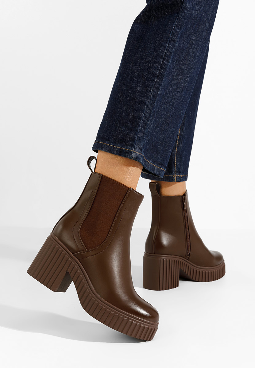 Bottines à talon brunes Noraeva