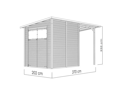 Bertilo Fineline Rhombus Profile Modern 3 Plus Tuinhuis incl. lessenaarsdak 418 x 232 cm Naturel