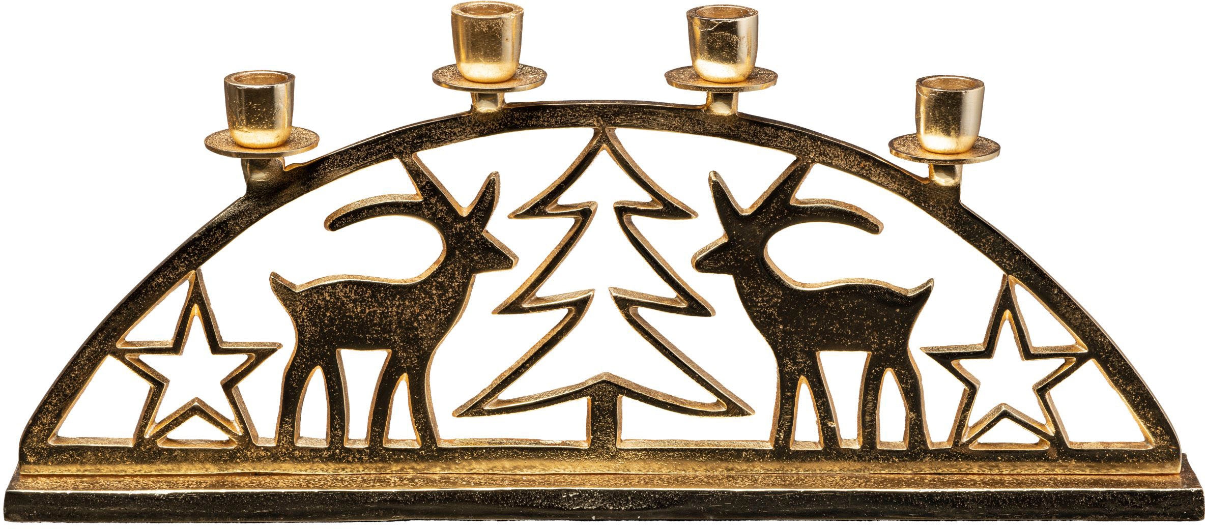 Creativ deco Kerzenhalter »Adventsleuchter Weihnachtslandschaft« Stabkerzenhalter, Weihnachtsdeko, Breite ca. 50 cm, 4-flammig