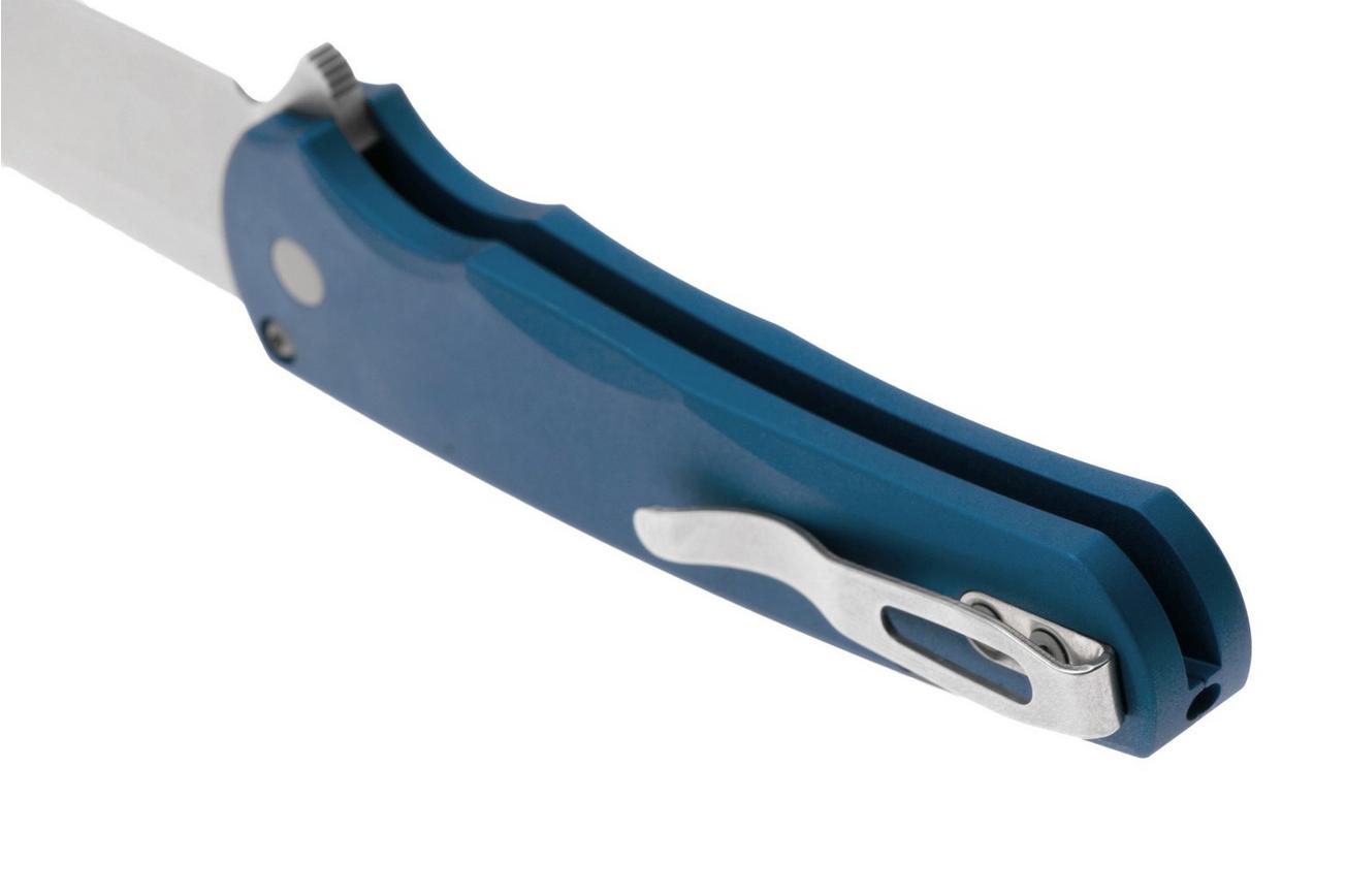 Pro-Tech Malibu 5301 Smooth Handle Blue, Stonewashed Magnacut Wharncliffe, zakmes