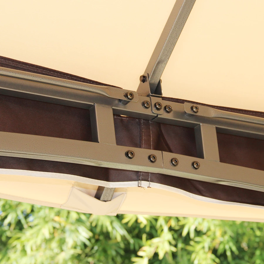 Outsunny Pavillon mit Doppeldach braun