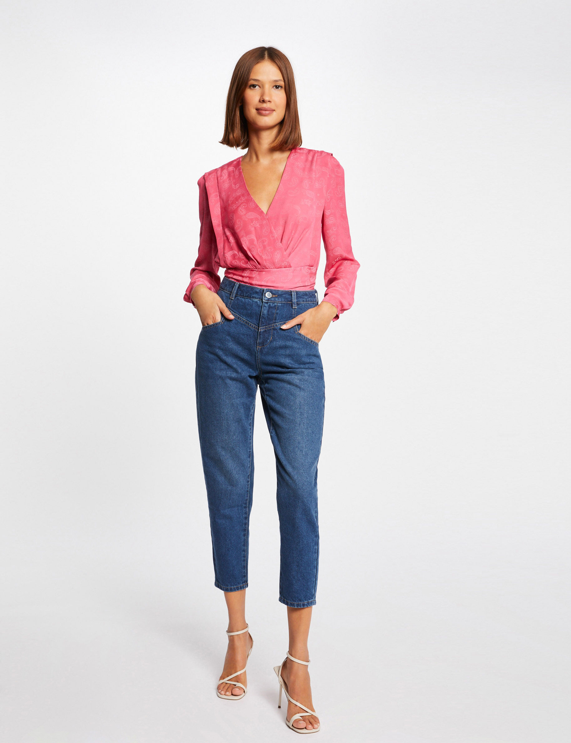 Blouse manches longues imprimée fuchsia femme - fuchsia