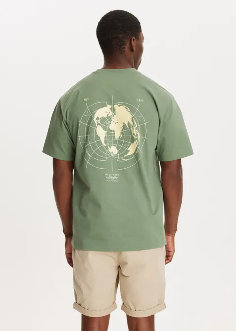 T-shirt met print map groen (GRN.M)
