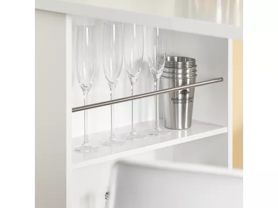Table Haute De Bar Mange-debout Cuisine Avec Rangements, Blanc, Fwt17-w