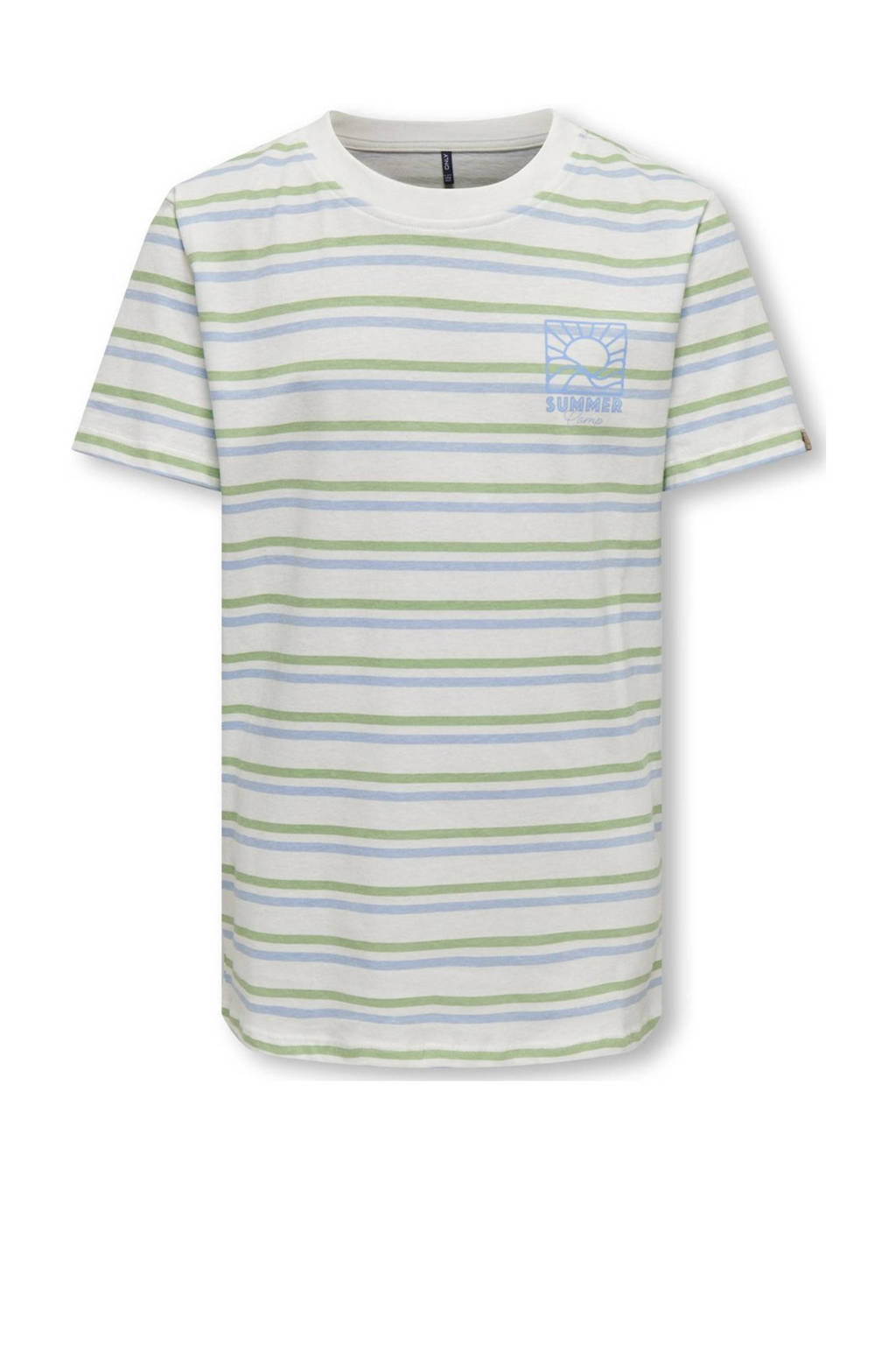 ONLY gestreept T-shirt KOBAUGUST grijs melange/blauw