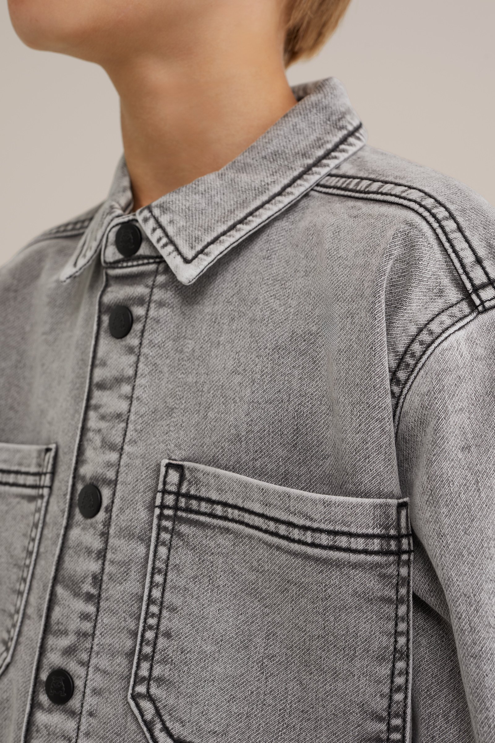 Jongens denim overhemd van jog denim Salty Dog Lichtgrijs
