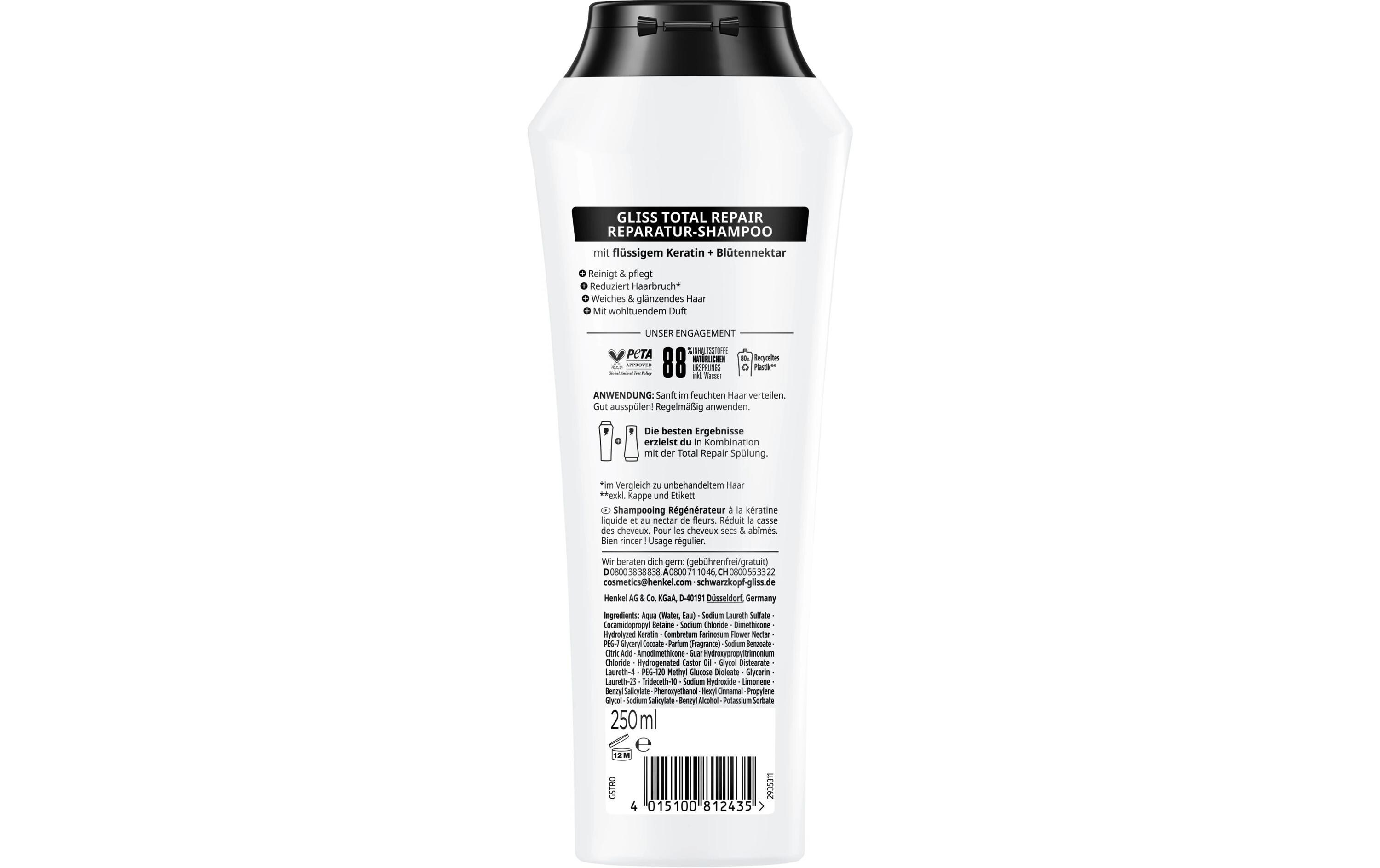 Shampoo Total Repair 250 mlHaarshampoo macht das Haar geschmeidig und glänzend