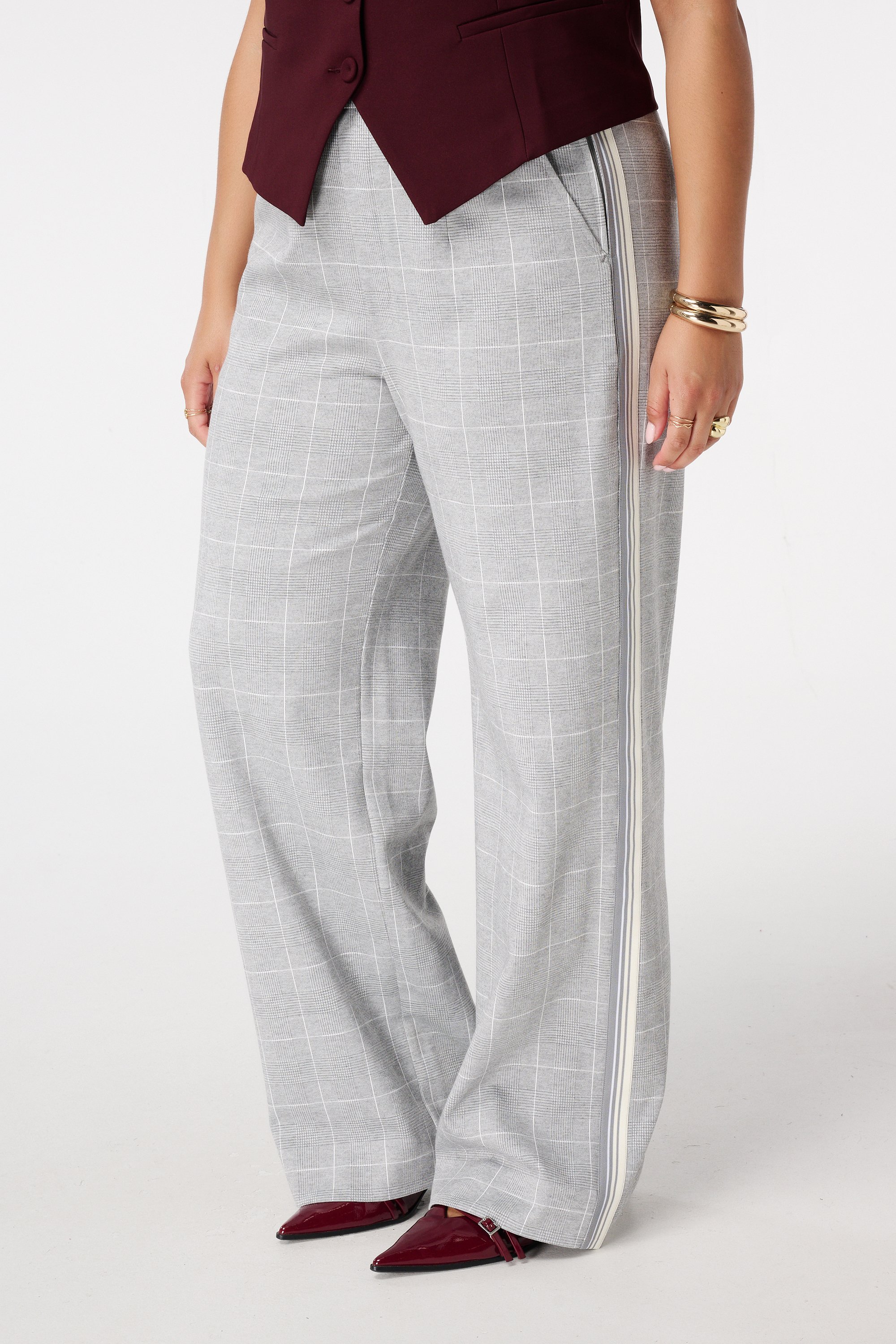 Geruite wide-leg pantalon Multi Grijs-Zwart