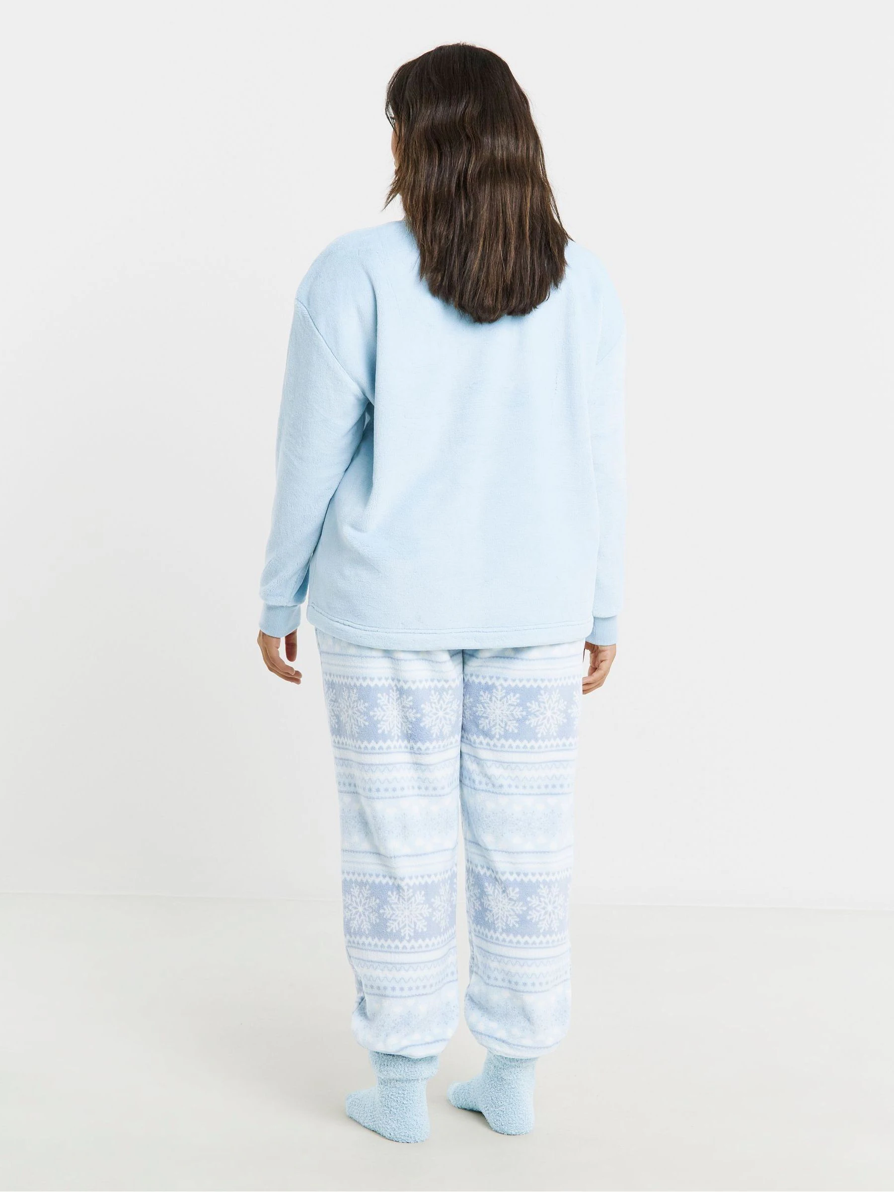 Simply Be Kerstmis Sneeuwvlok Cadeau-fleece Pyjama's Set met Zachte Sokken