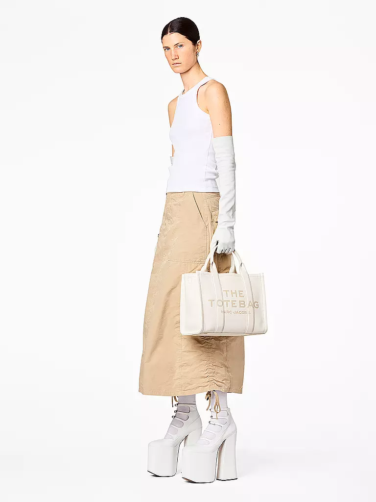 MARC JACOBS Ledertasche - Tote Bag  THE MEDIUM TOTE LEATHER weiss