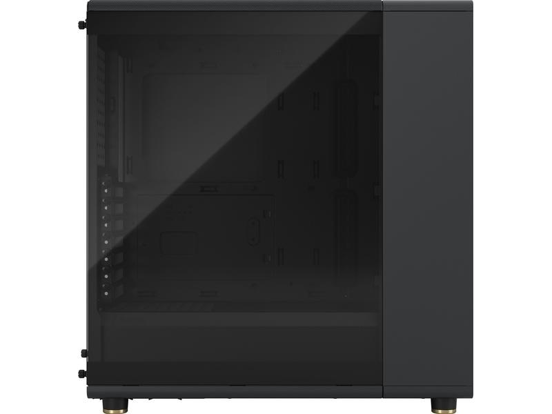 Fractal Design PC-Gehäuse North TG Schwarz Elegantes Gehäuse mit Seitenfenster und offener Front aus echtem Walnussholz