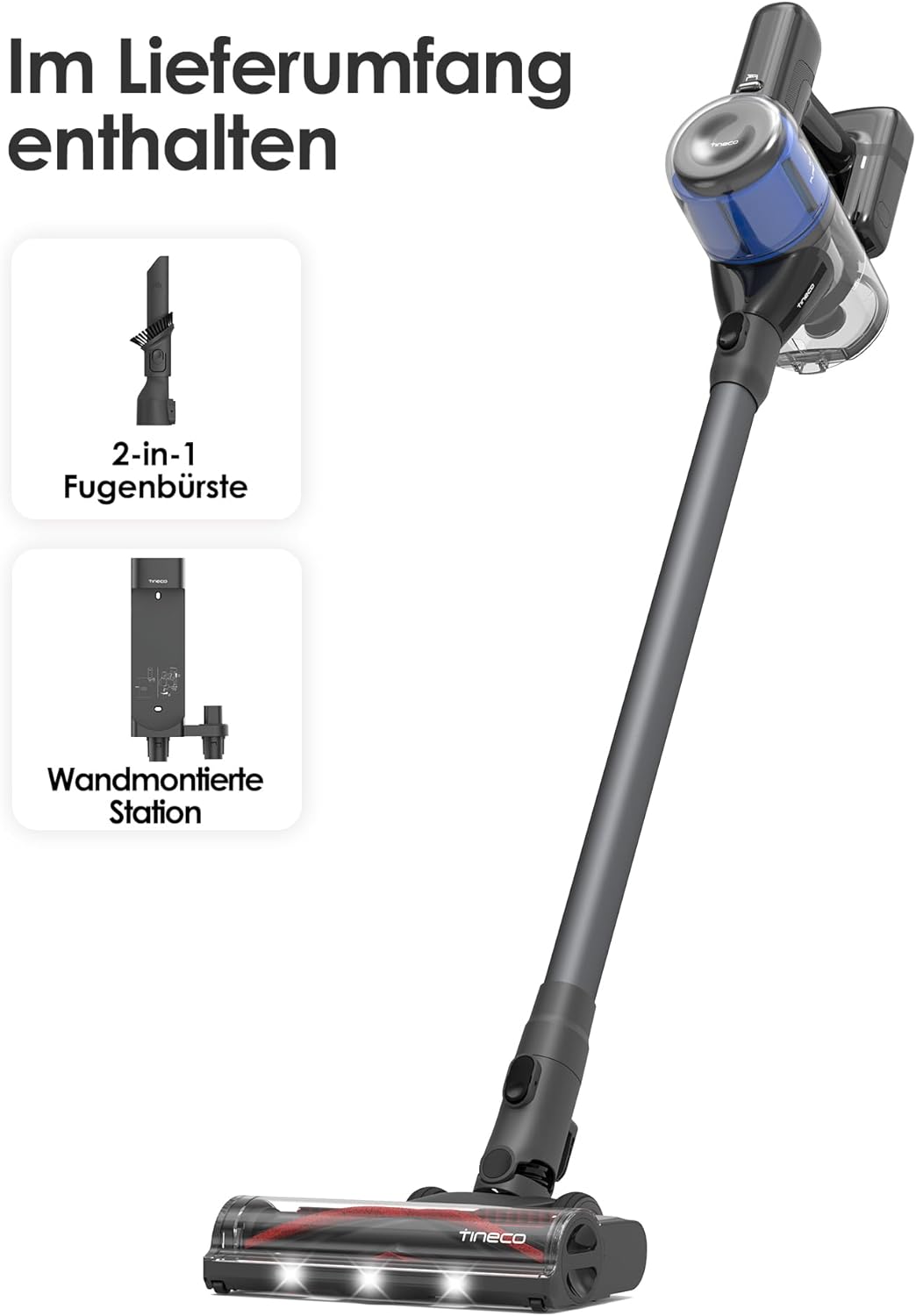 Tineco Pure ONE S30 Akku Staubsauger, 150AW Saugleistung, bis zu 65 Min. Laufzeit, ZeroTangle-Bürste, LED-Licht, Kabelloser Handstaubsauger für Hartböden