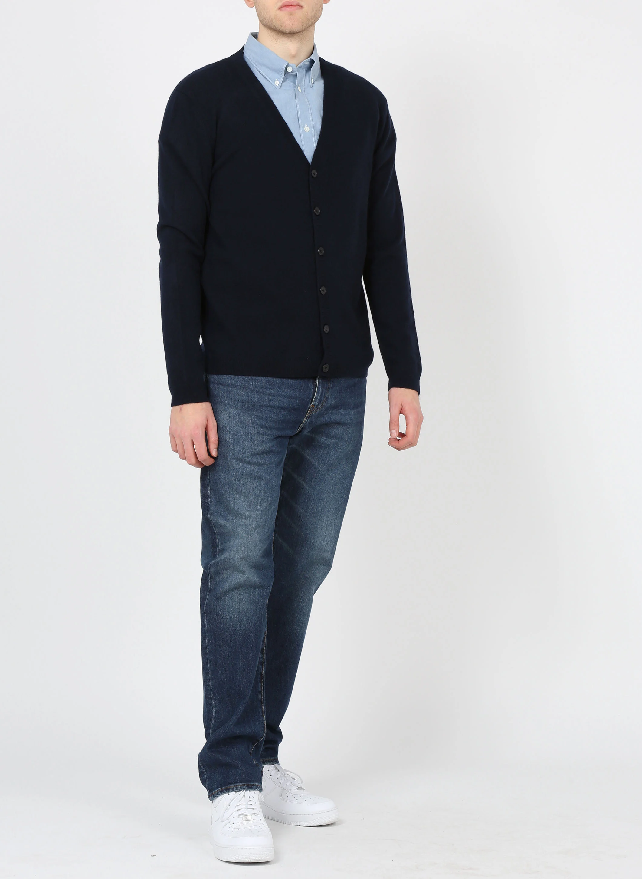 YVAN - Gilet col V regular fit en cachemire | Bleu