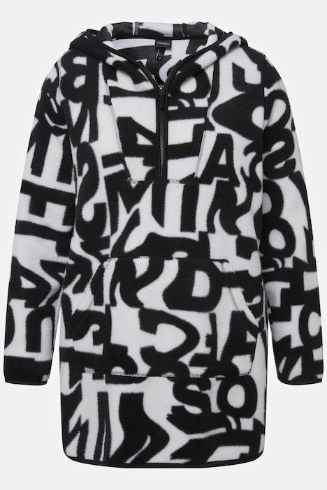 Long-Fleecehoodie, Oversized, Kapuze, Langarm