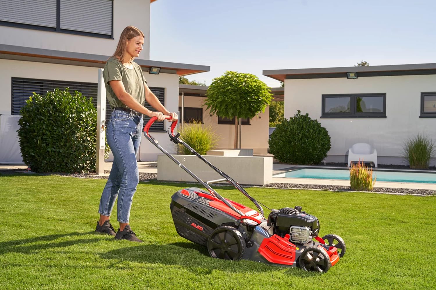 AL-KO Benzin-Rasenmäher Premium 473 SP-B, 46 cm Schnittbreite, 2.3 kW Motorleistung, Radantrieb, Robustes Stahlblechgehäuse, 4IN1function, für Rasenflächen bis 1400 m²