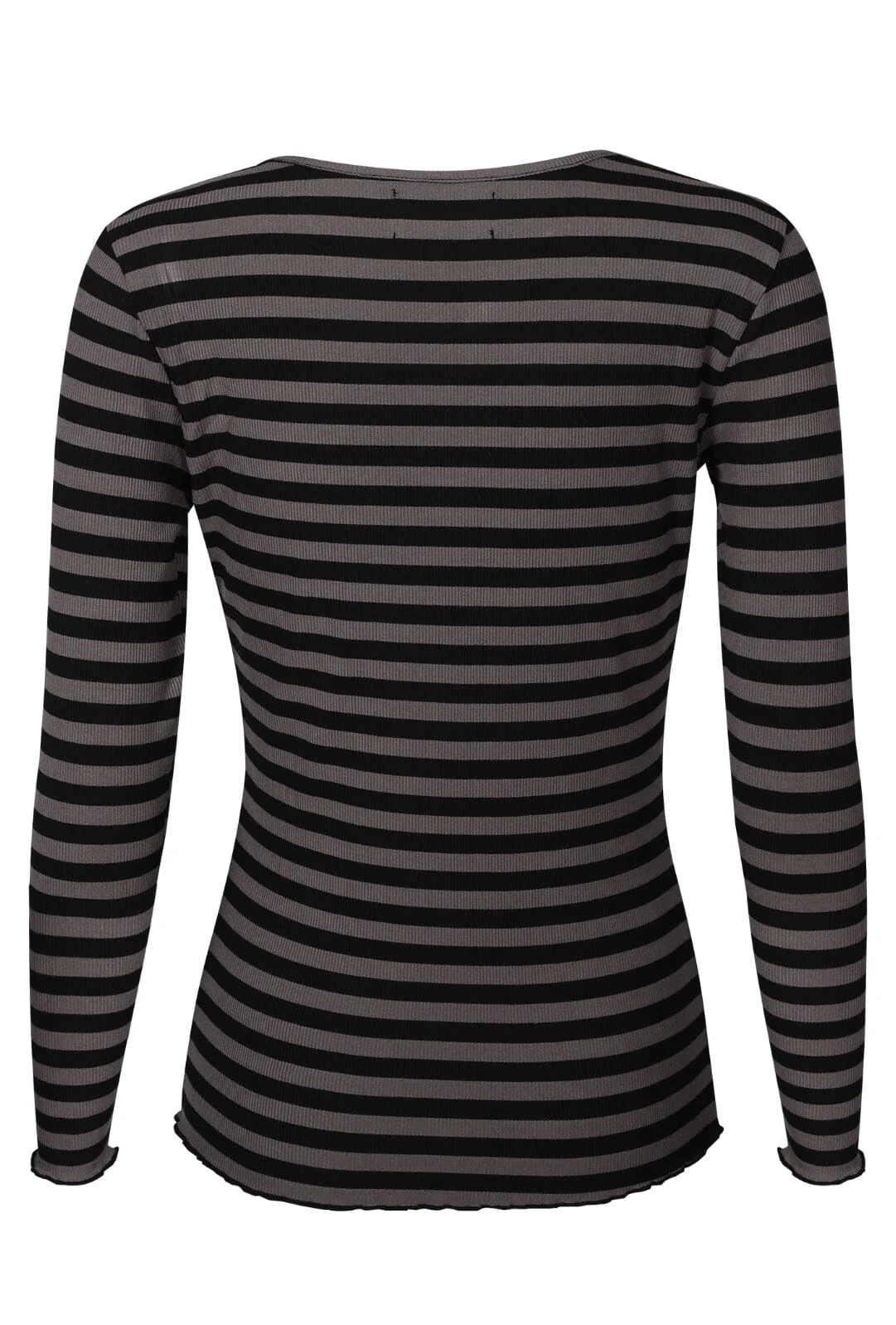 Liberte Natalia Ls Round Neck Blouse black dark grey stripe