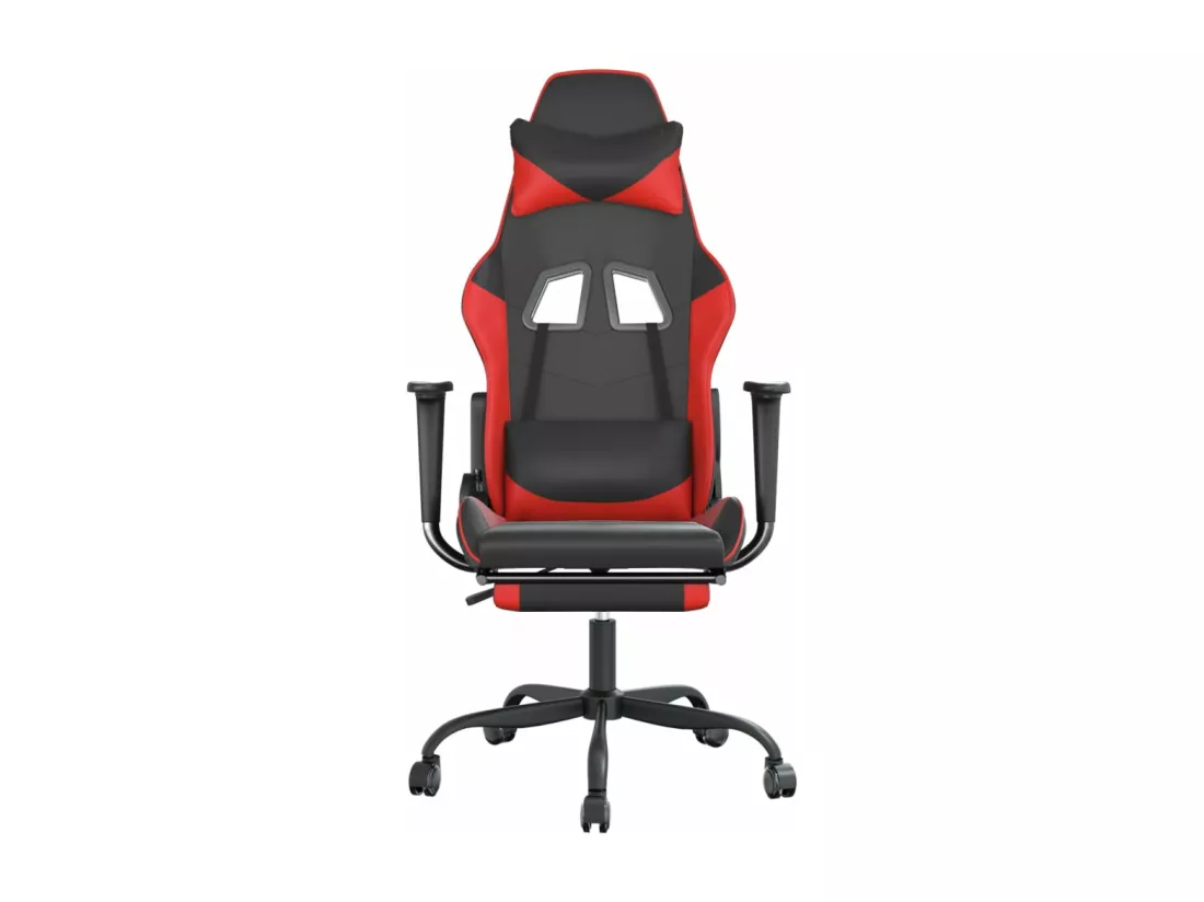 Chaise de jeu de massage avec repose-pied Noir&Rouge Similicuir