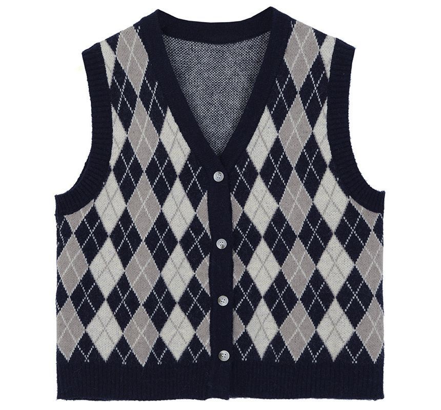 Yupina - V-hals Argyle Trui Vest