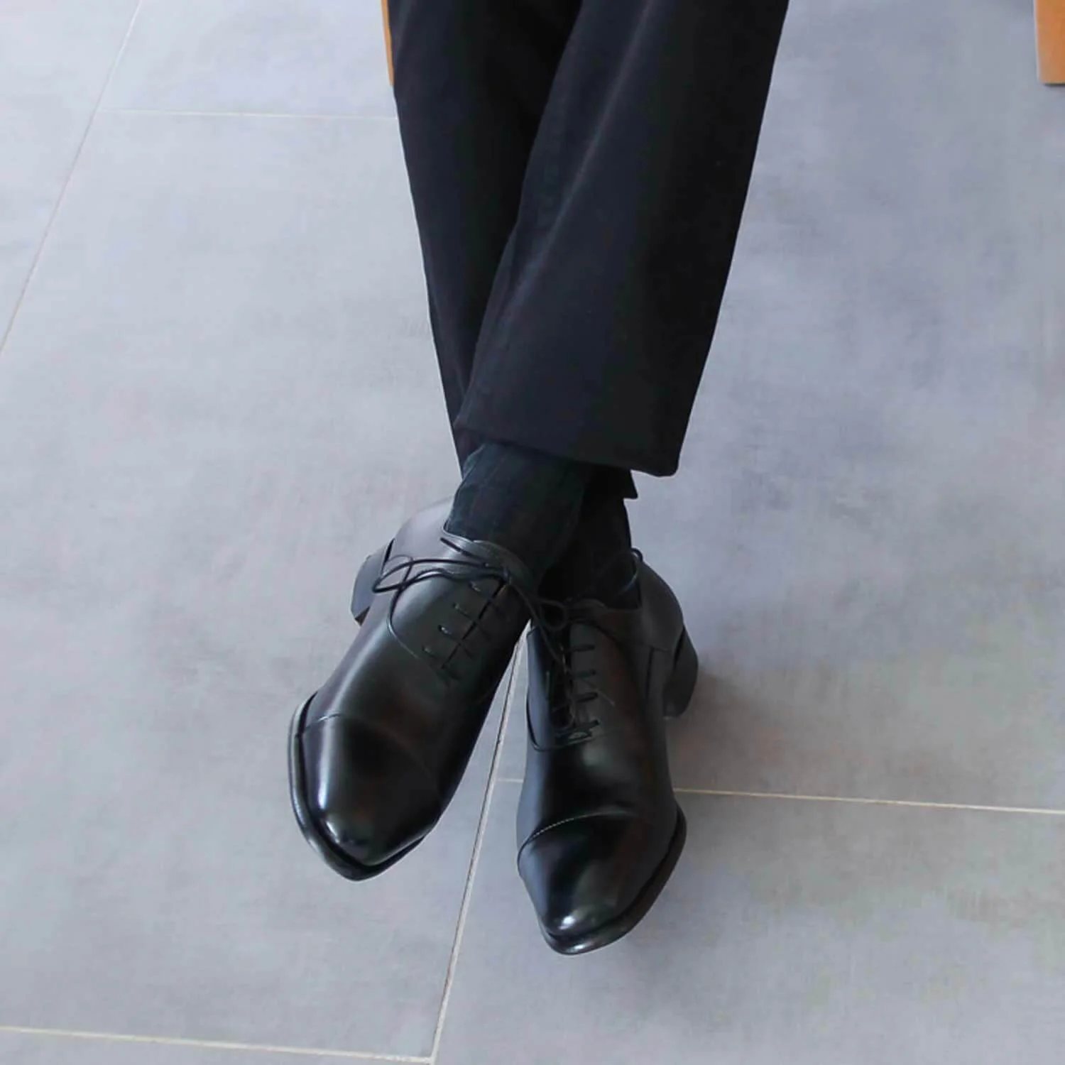 Sanders-Richelieu en cuir noir