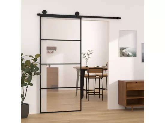Porte coulissante avec kit de quincaillerie 90x205 cm Verre ESG