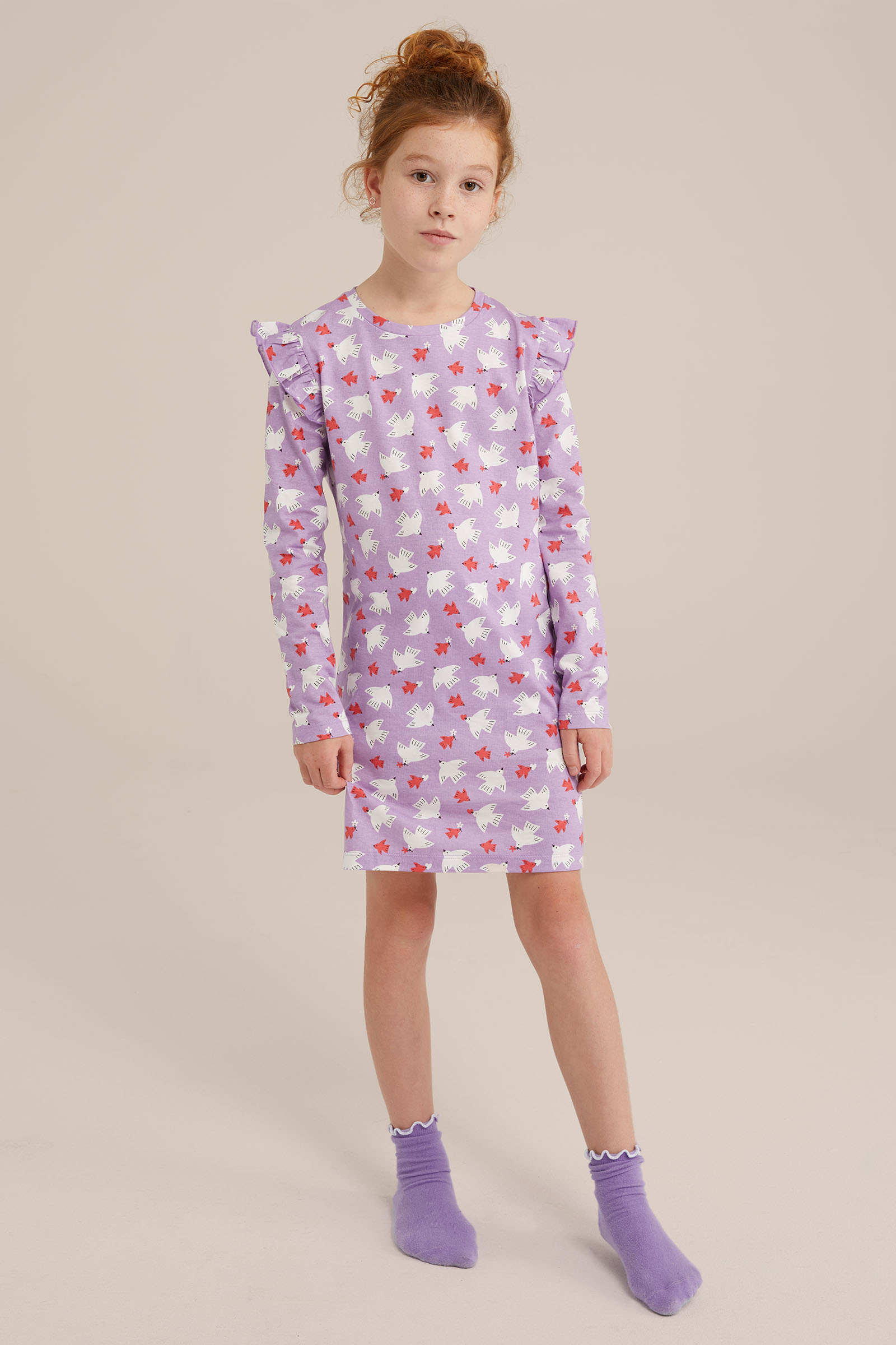 Meisjes jurk met dessin WE Fashion Lila