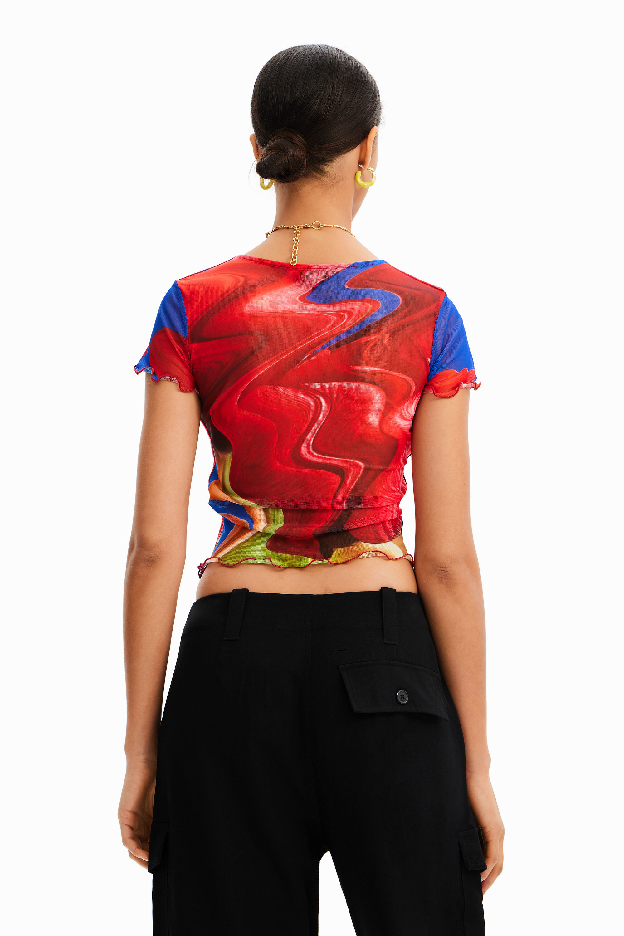 T-shirt court marbré tulle