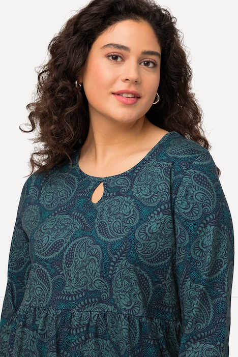Longshirt, A-Linie, Paisley, Rundhals, Keyhole, Langarm
