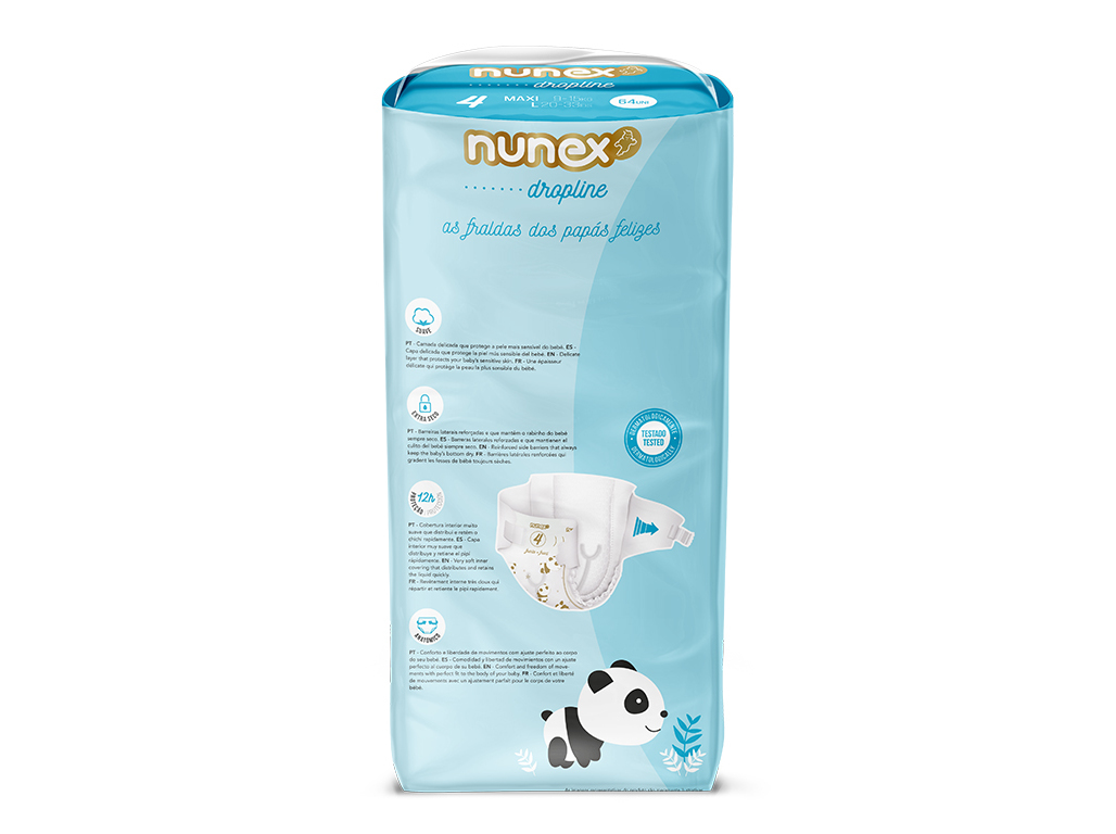 FRALDA NUNEX DROPLINE T4 9-15KG 64UN