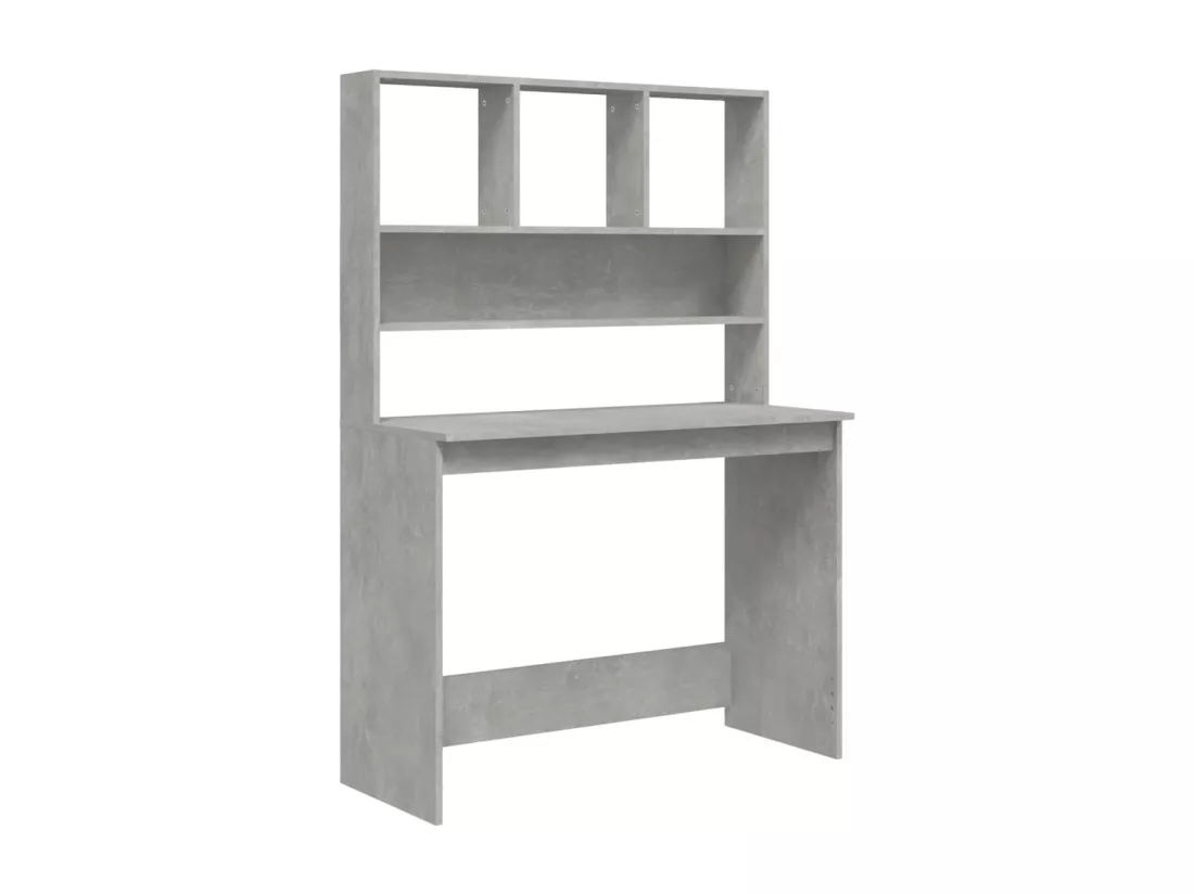 Bureau avec étagères Gris béton 102x45x148 cm Bois d'ingénierie